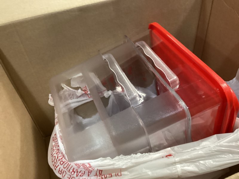 Condition photo showing Good Condition for suclain 2 pcs square food storage container polycarbonate clear food container with lid commercial rice storage with graduations for commercial kitchen(12 qt,red) red 12 qt