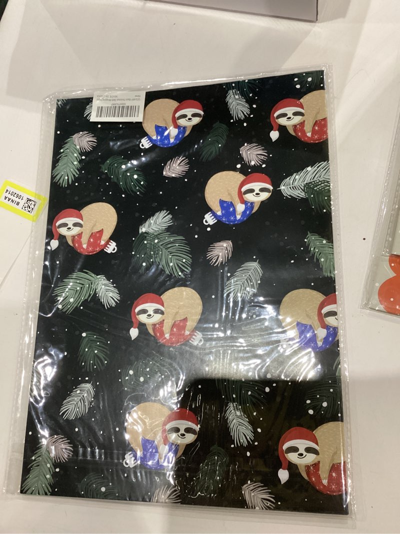 Condition photo showing New/Like New for GIOLNIAY Fox Christmas Wrapping Paper for Boys Girls Kids - Holiday Gift Wrap with Red Foxes, Pine Trees & Snowflakes on Gray - 4 Jumbo Sheets, 28" x 40" Each (31 sq. ft ttl), Easy to Store Gray Fox