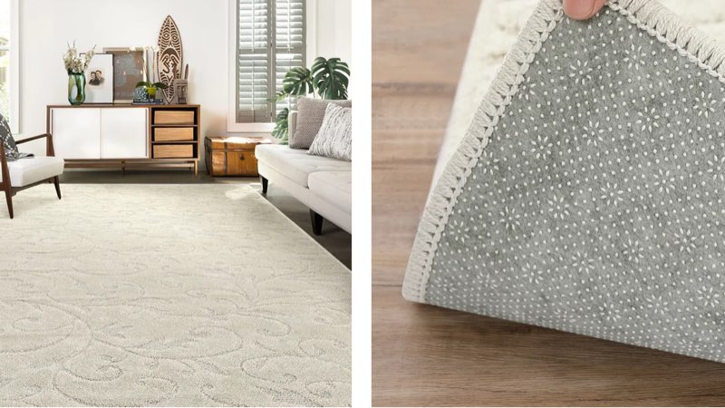 Friedan Solid Color Polyester Area Rug in Beige