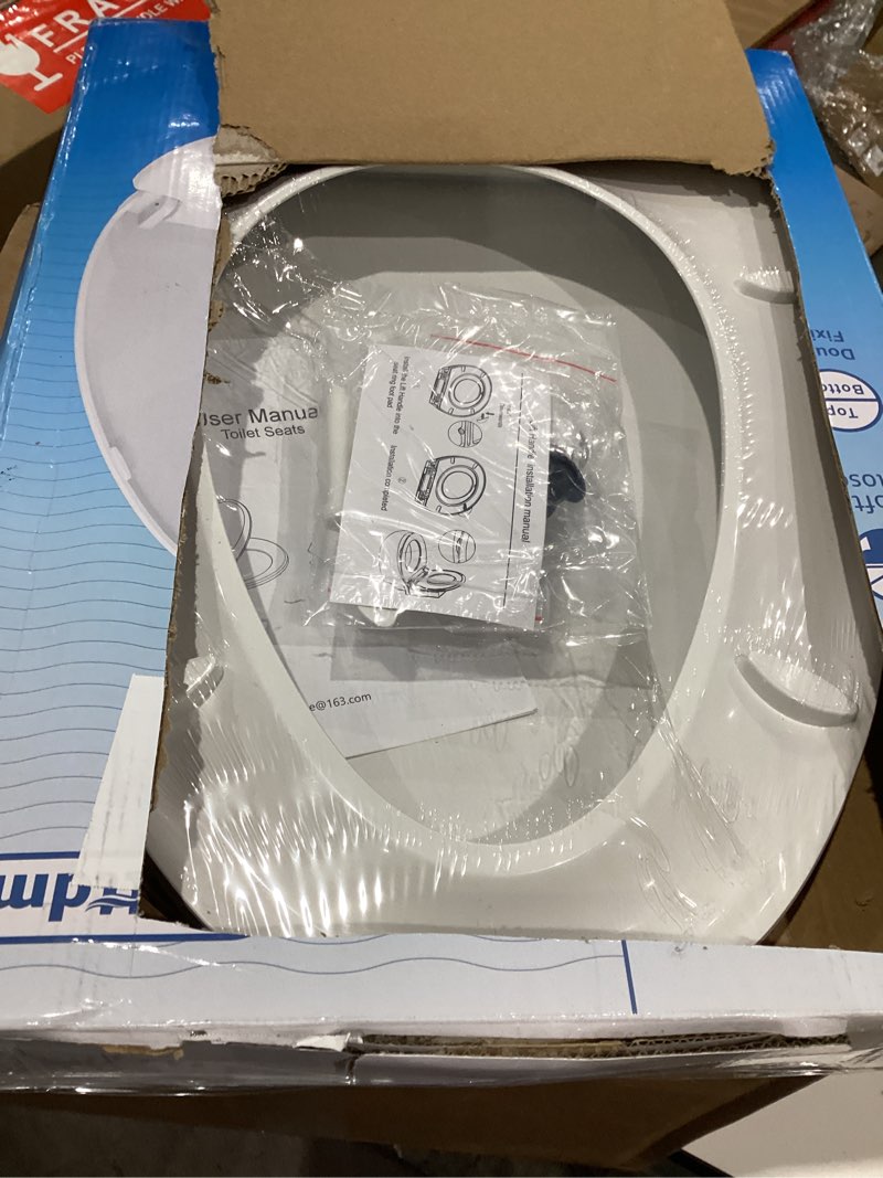 Condition photo showing Good Condition for huttdmel elongated toilet seat 18.5", soft close quiet lid, top & bottom mount, never loosen hinges, easy install, heavy duty pp no yellowing, fits standard elongated toilets, white elongated 18.5inch & classic