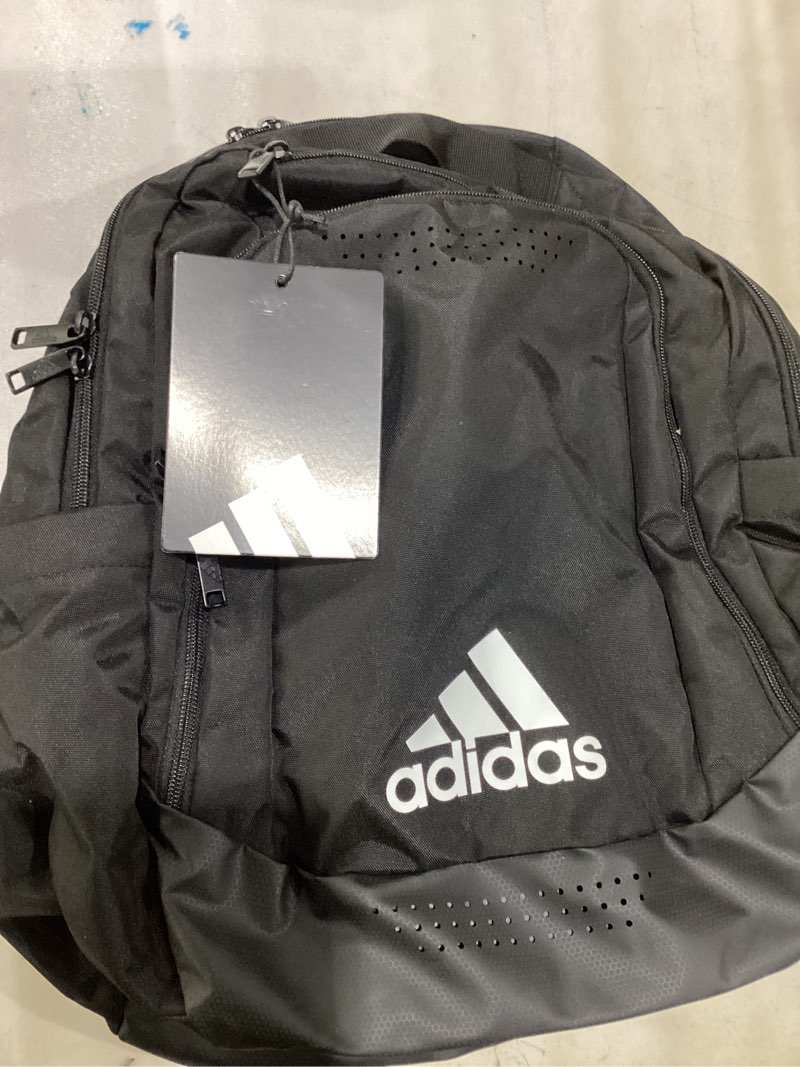Condition photo showing Good Condition for adidas defender sports backpack with shoe compartment, soccer bag one size black/white