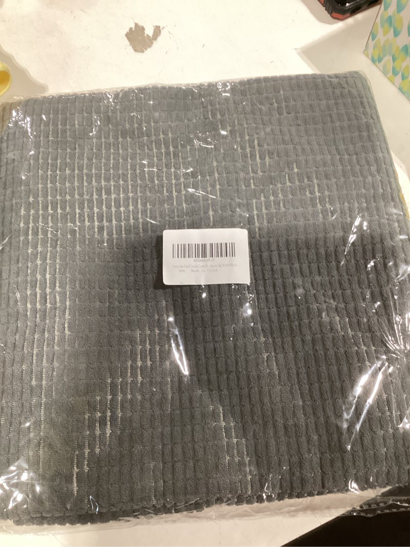 Condition photo showing New/Like New for Solid Couch Cover Washable, Non Slip Sectional Sofa Covers for 3 Cushion Couch Sofa L Sharped Sofa Slipcover for Pets, Furniture Protector (1 PCS 36"x70" Black) 1pc/36"x70"/Seat Cover Dark Grey