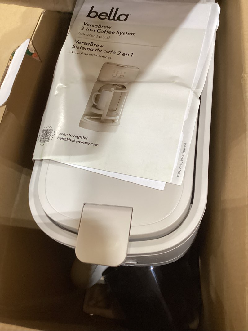 Condition photo showing Good Condition for bella versabrew 2-in1 coffee maker, k-cup compatible, brew 3 sizes carafes & single serve cups, dishwasher safe reusable filter & filter holder, iced coffee function, 60oz tank, oatmilk