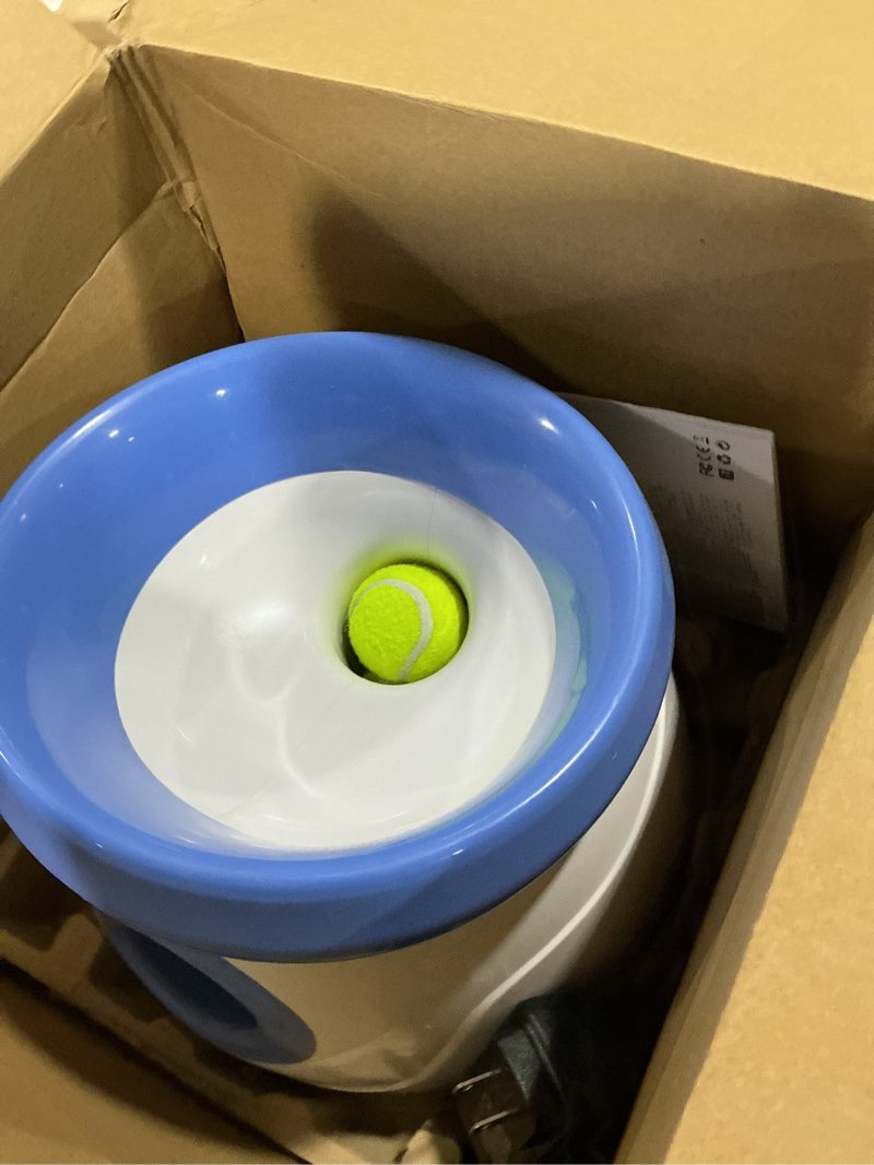 Condition photo showing Good Condition for pet prime automatic dog ball thrower launcher for small and medium dogs, interative dog fetch machine with 3 tennis balls (2'') for indoor/outdoor throwing game launch distance 10-30ft mini ball launcher