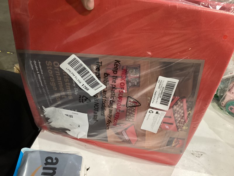 Condition photo showing New/Like New for Keten Christmas Ornament Storage Boxes with 8 Individual Trays, Fits 128 Holiday Ornaments 3-Inch, Christmas Ball Accessories Container with 48 Dividers, Dual Zippered Closure, 600D Oxford (Red) Red Trays