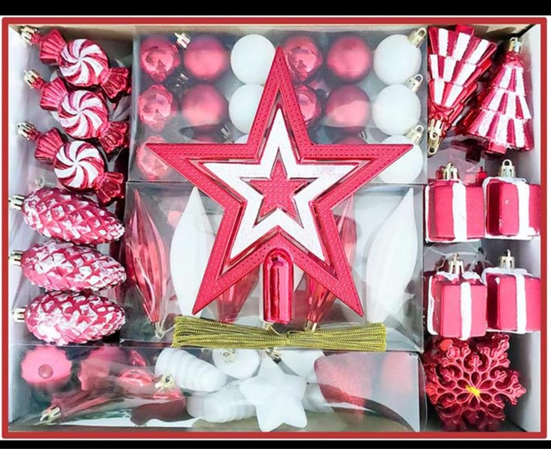 Christmas Ball Ornaments 100PCS Ornaments for Christmas Tree Shiny Matte Glitter Decorations Balls with Hanging Loop for Holiday Wedding Party Decors (Red and White)