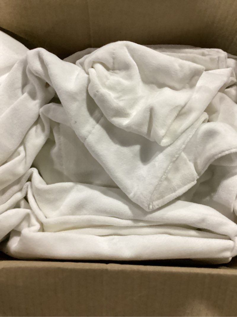 Condition photo showing Good Condition for chyhomenyc white curtains 84 inch length 2 panels set, faux linen textured semi light filtering soft airy farmhouse curtain drapes for living room bedroom, cortinas para sala, 40wx84l white 40"w x 84"l (pack of 2)