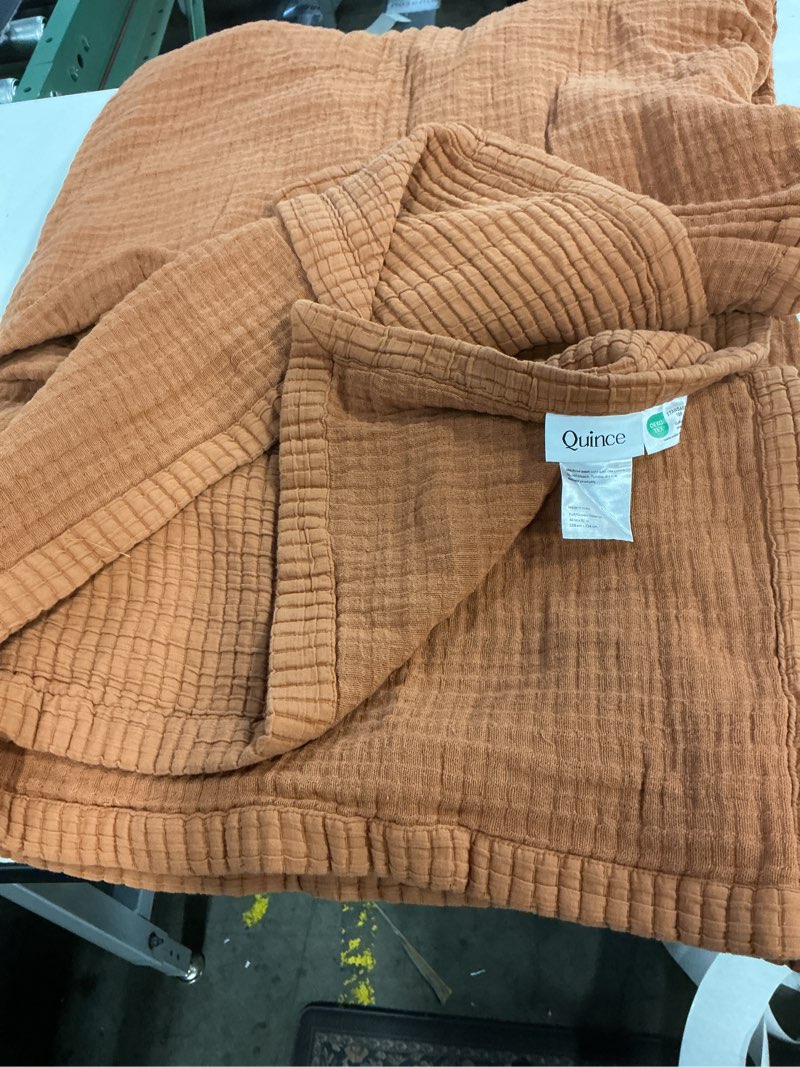 Condition photo showing As Is for quince organic ribbed cotton coverlet 1 piece , full/queen, sedona