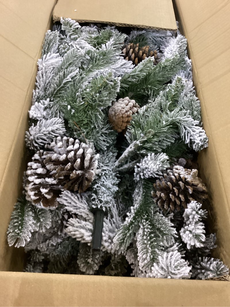 Condition photo showing Good Condition for 5 FT Prelit Artificial Skinny Christmas Tree,Blue Spruce Slim Pencil Xmas Tree with 926 PE&PVC Mixed Branch Tips and 250 UL Listed Clear Lights,Hinged Pine Tree with Metal Stand for Home Office Décor 5ft Blue Prelit