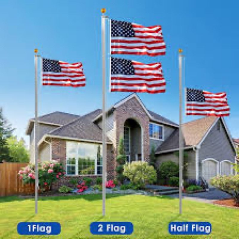 IOEN Flag Poles for Outside House in Ground - 20FT Sectional Aluminum Extra Thick Flagpole with Rein
