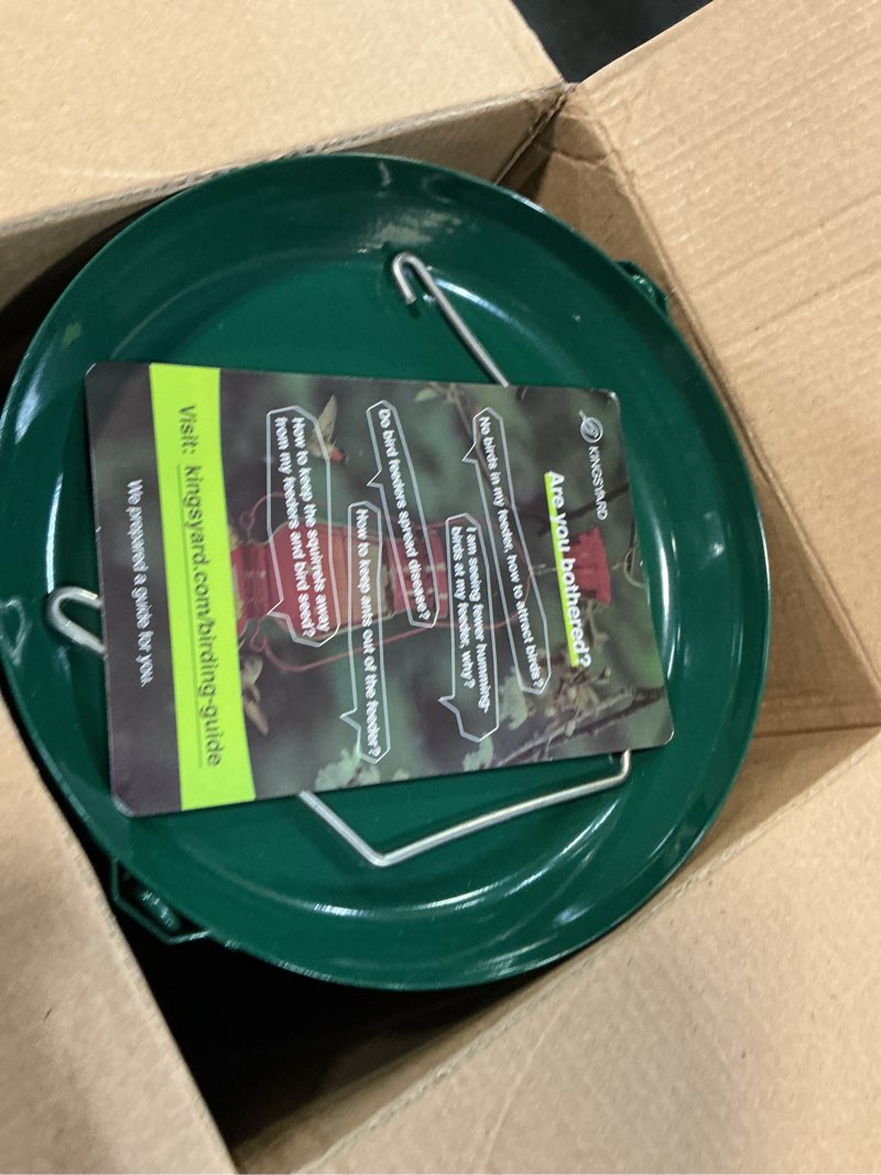 Condition photo showing Good Condition for Kingsyard Upgraded Squirrel Proof Caged Bird Feeder for Outdoor Hanging - Additional Storage Tube Bird Feeder with 4 Feeding Ports & Perches, Easy to Clean & Refill. Green