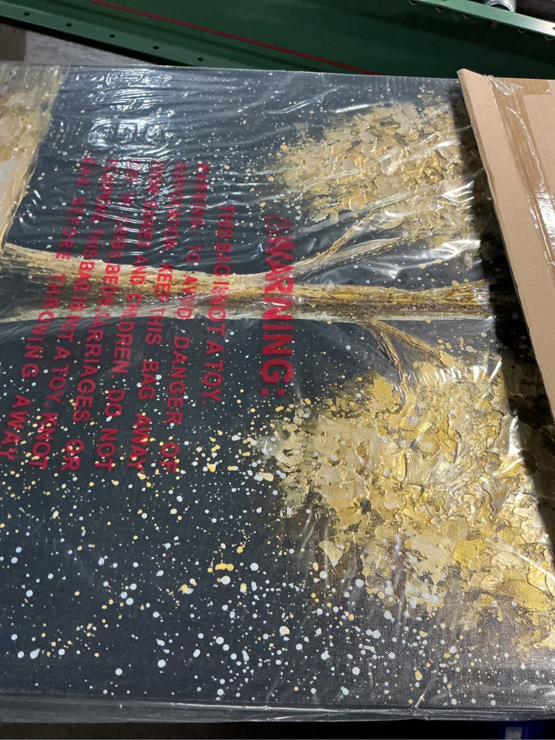 Condition photo showing Good Condition for Yotree Paintings, 24x48 Inch Wall Art Oil Hand Painting Gold-silver Tree Painting 3D Hand-Painted On Canvas Abstract Artwork Art Wood Inside Framed Hanging Wall Decoration Abstract Painting