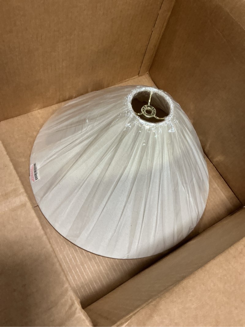 Condition photo showing Good Condition for aspen creative 32073,hardback empire transitional spider lamp shade in off-white linen fabric,3"top x 16"bottom x 10-1/2"slant 16" width