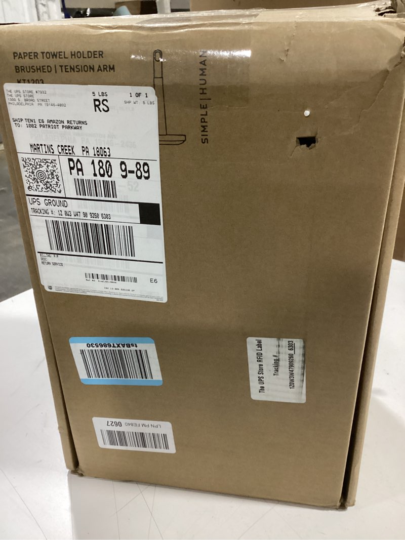 Condition photo showing As Is for simplehuman Tension Arm Standing Paper Towel Holder, Heavy-Duty, Easy One-Handed Tear, Kitchen Count