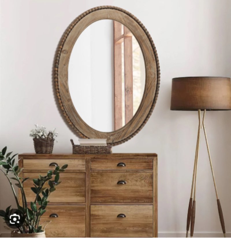 Lynwood Farmhouse Wood Oval Wall Mirror
