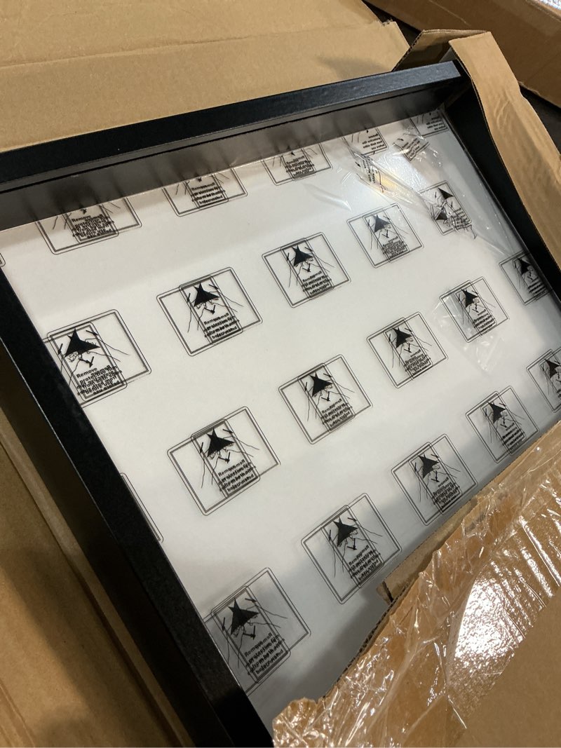 Condition photo showing As Is for americanflat 16x20 shadow box frame with polished plexiglass - silhouette collection - large shadow box display case for tabletop and wall display - black with soft felt back black 16x20