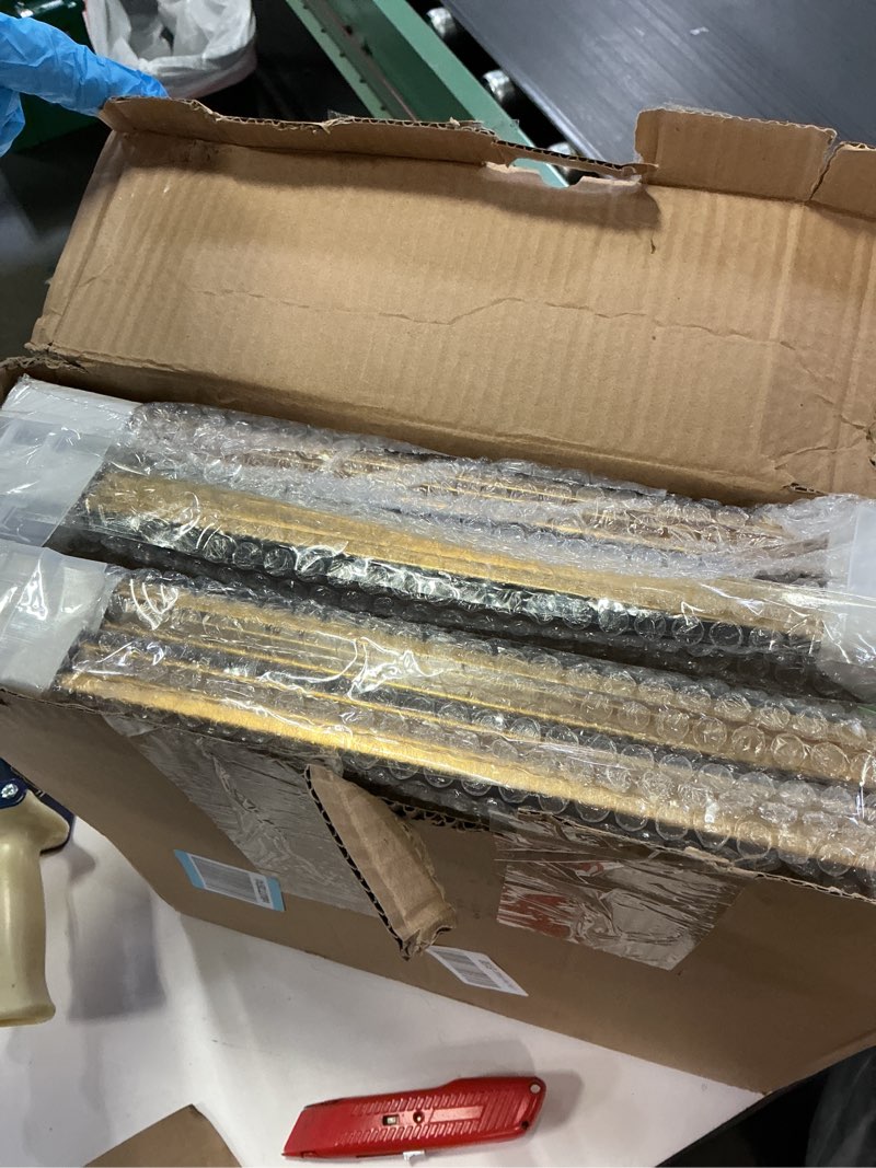 Condition photo showing New/Like New for eletecpro 12x12 Picture Frames Set of 4, Vintage Photo Frame with Glass, Gold Frames 12 by 12 Display 8x8 Photo with Mat or 12x12 without Mat for Home Wall Decor, Gold Gold 12x12