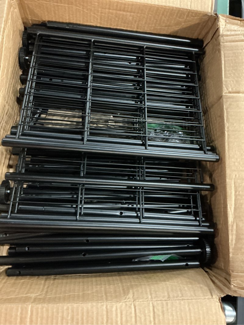 Condition photo showing As Is for sakugi storage shelves - 5 tier shelf organizer, sturdy metal garage shelving with adjustable leveling feet, space-saving shelves organizer for pantry, laundry, kitchen (18" x 12" x 57", black)
