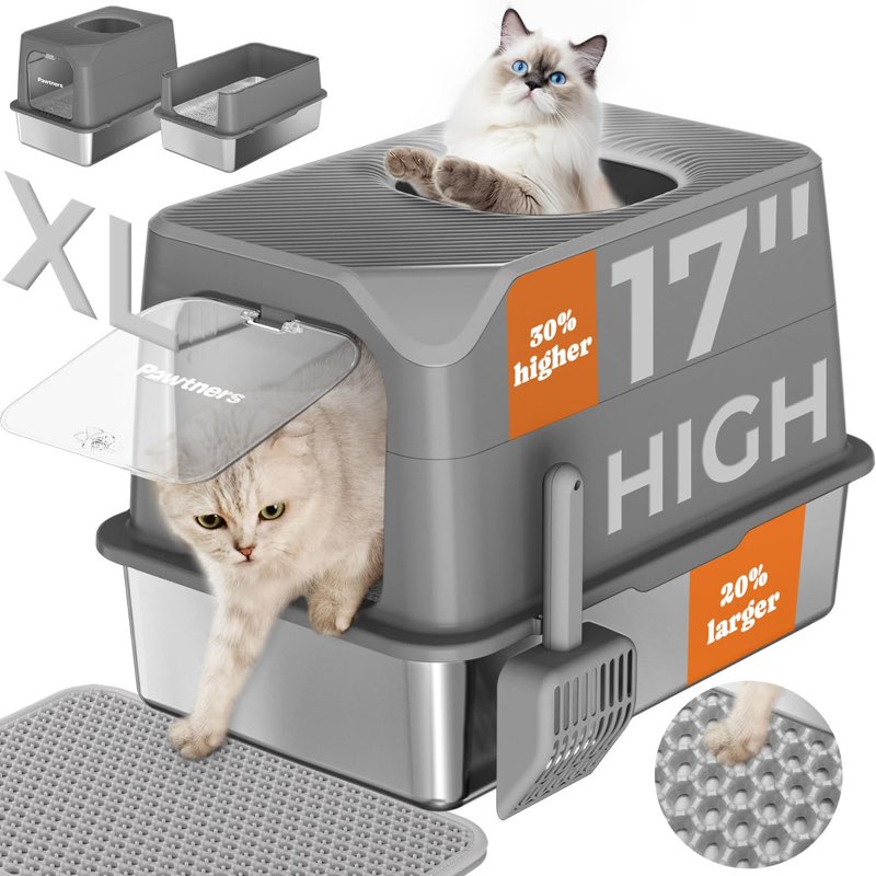 pawtners stainless steel cat litter box,