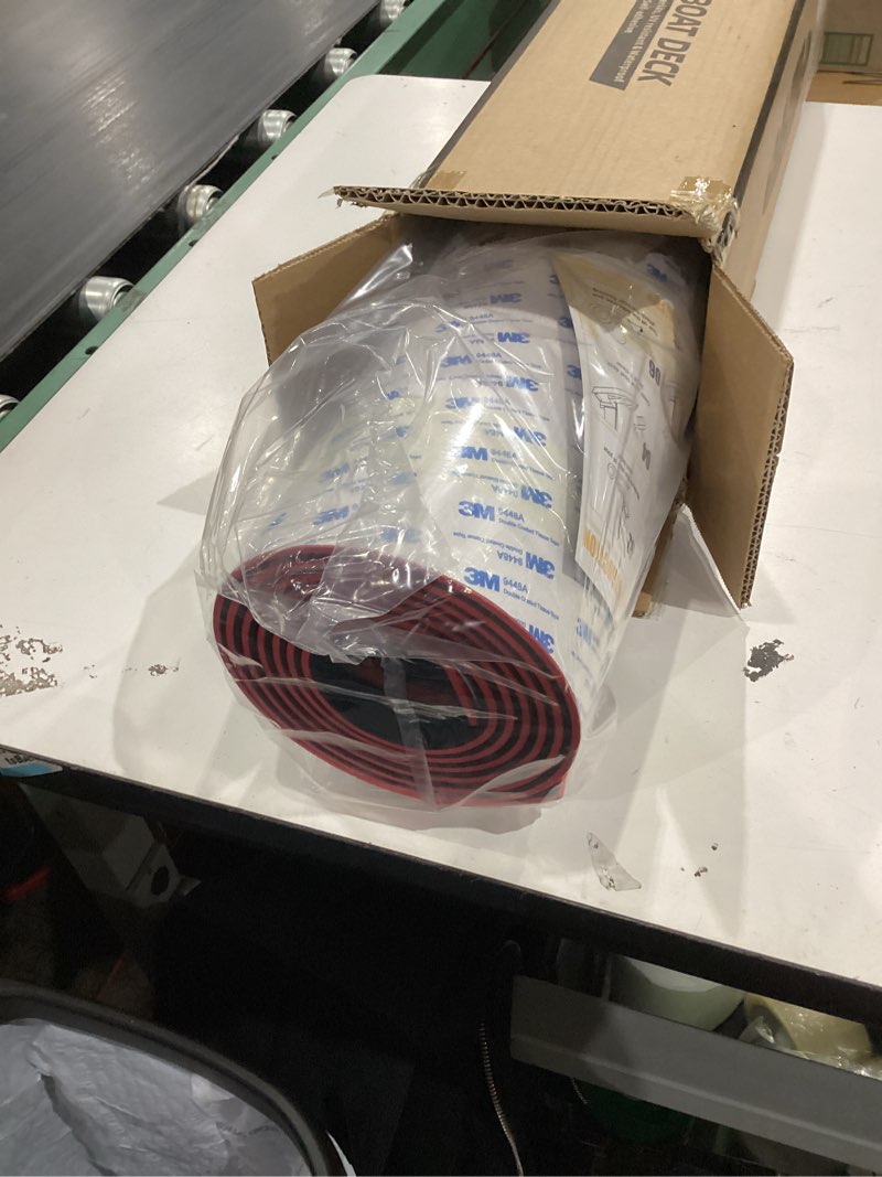 Condition photo showing New/Like New for fullfire eva foam boat flooring, faux teak marine boat decking sheet with self-adhesive deck carpet for bass boat jon boat pontoon rv kayak floor 94" x 47"/35"/15" black with red lines 94" * 23"