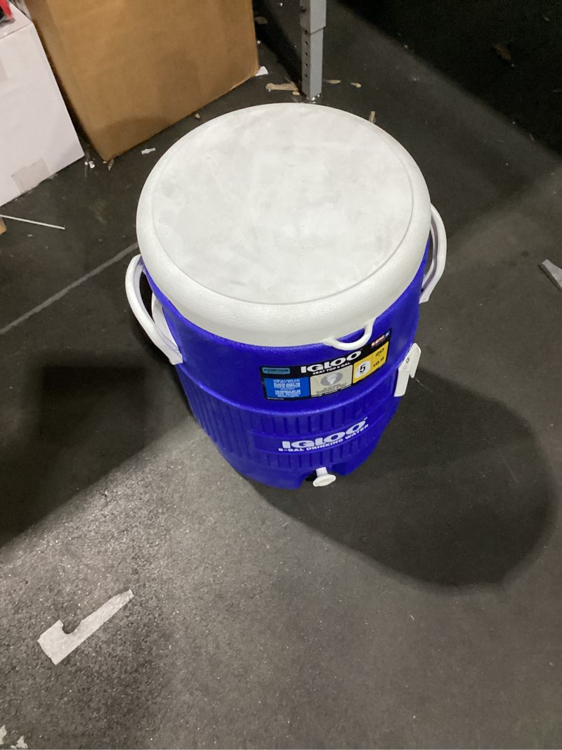 Condition photo showing Good Condition for igloo seat top beverage cooler with cup dispenser (5-gallon, ocean blue) 5 gallon cup dispenser ocean blue