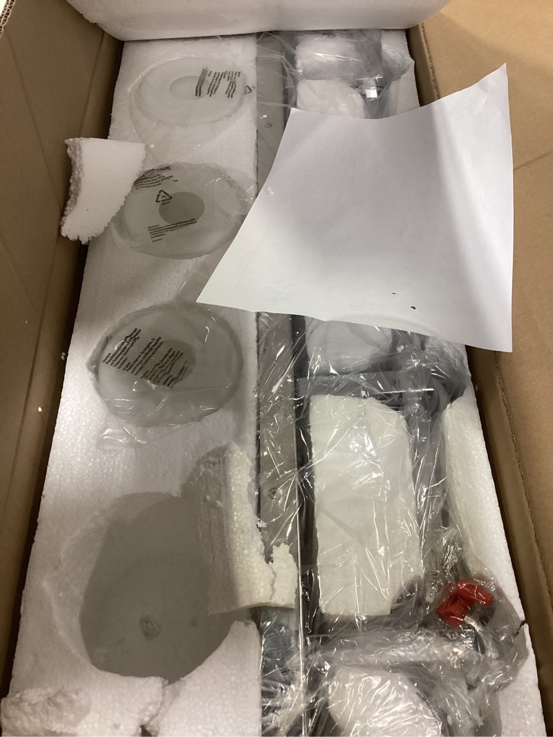 Condition photo showing New/Like New for (Missing one light) 4 Light Modern Bathroom Light Fixtures Over Mirror, Chrome Vanity Lights for Bathroom Wall Sconces with Milky White Glass Shades, E26 Socket (Bulbs Not Included) Chrome 4-Lights