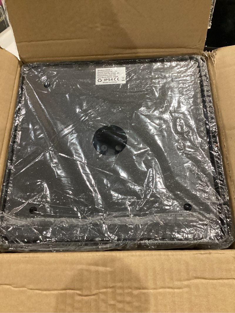 Condition photo showing Good Condition for solar post light outdoor, 9.1" modern pillar lamp waterproof, aluminum column led lantern fence deck cap lights dusk to dawn, 3000k landscape lighting for patio driveway pathway garden entrance