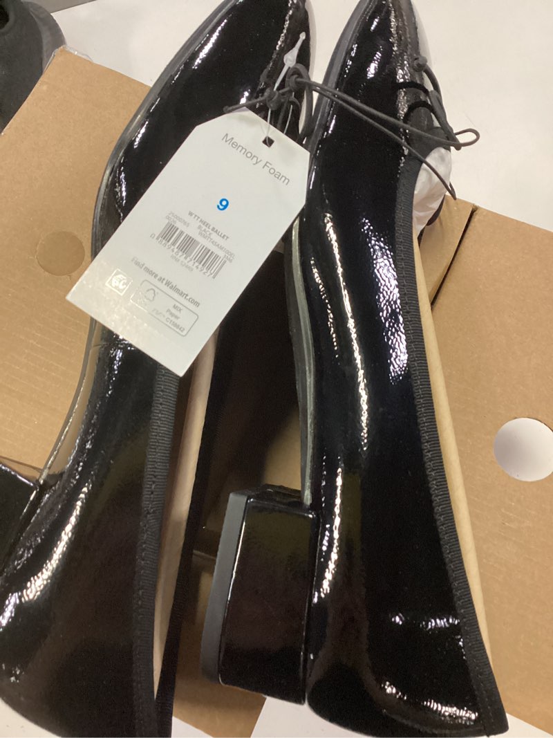 Condition photo showing Good Condition for time and tru women's string bow block heel ballet shoes size 9
