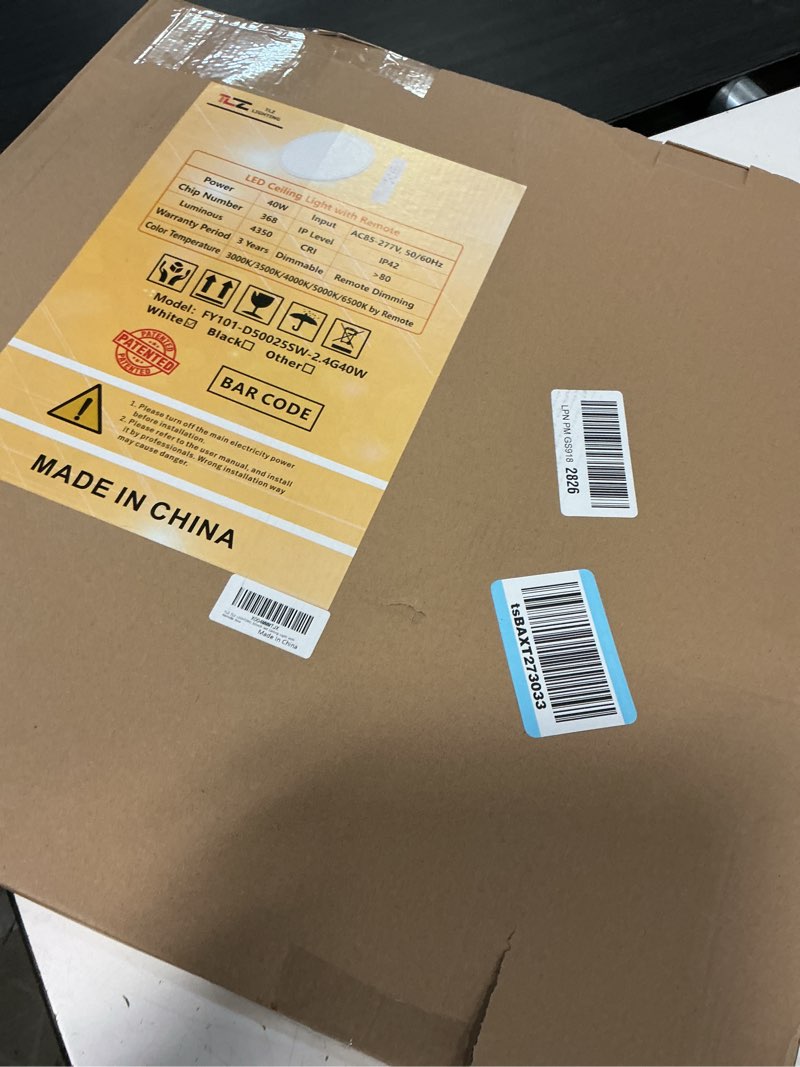 Condition photo showing Good Condition for 20 inch dimmable large led flush mount ceiling light, 43w, 3200lm, 3000k-6500k stepless cct, dimmable with remote ceiling light, round flat panel fixture for living room, bedroom,kitchen (white) white remote-20inch-1pk
