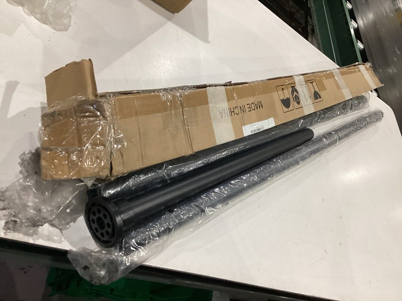 Condition photo showing As Is for allzone tension curtain rod for window,heavy duty curtain rods no drilling, non-slip bathroom shower tension rod, renter friendly, adjustable, spring loaded, extra long, black black