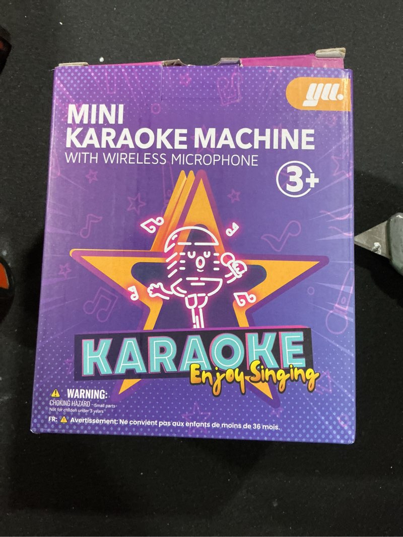 Condition photo showing New/Like New for YLL Mini Karaoke Machine for Kids Adults, Portable Bluetooth Speaker with 2 Wireless Microphones, Tr