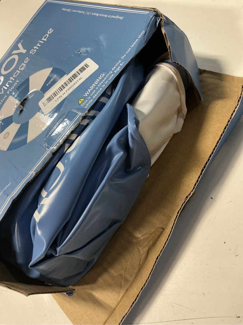 Condition photo showing Good Condition for funboy giant blue stripe inflatable pool float with cup holder, 48" adult inner tube swim ring pool lounger