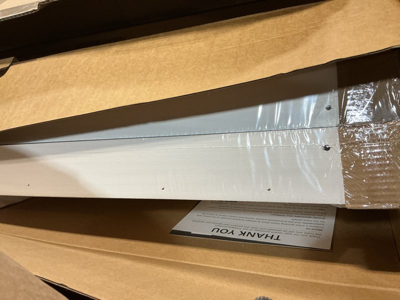 Condition photo showing New/Like New for Forbena 36 Inch Floating Shelves for Wall 4-Pack, Large Nursery Book Shelves Bookshelf for Kids Bedroom, Long Picture Ledge Shelf with Lip for Living Room Photo Frames Art Display (White Solid Wood) 36 Inch White