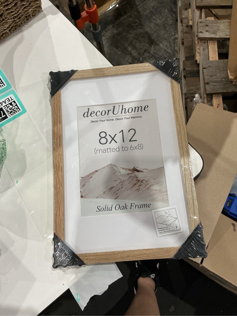 Condition photo showing Good Condition for puthiac 8x12 solid oak wood picture frame, fits 6x8 with mat or 8x12 without mat, wall or tabletop display with stand, vertical or horizontal, plexi front, 1 pack, natural oak beige-1p 8x12