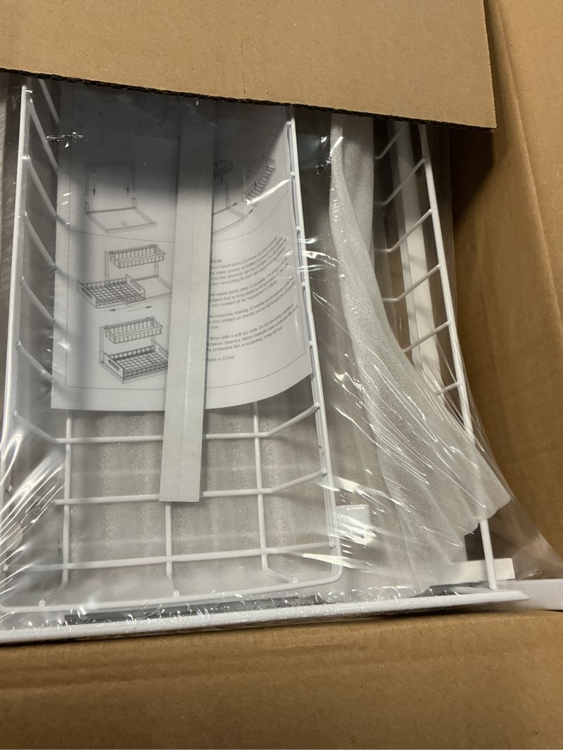 Condition photo showing New/Like New for realinn under sink organizer, pull out cabinet organizer 2 tier slide out sink shelf cabinet storage shelves, under sink storage for kitchen bathroom cabinet, white, 1 pack white 1 pack