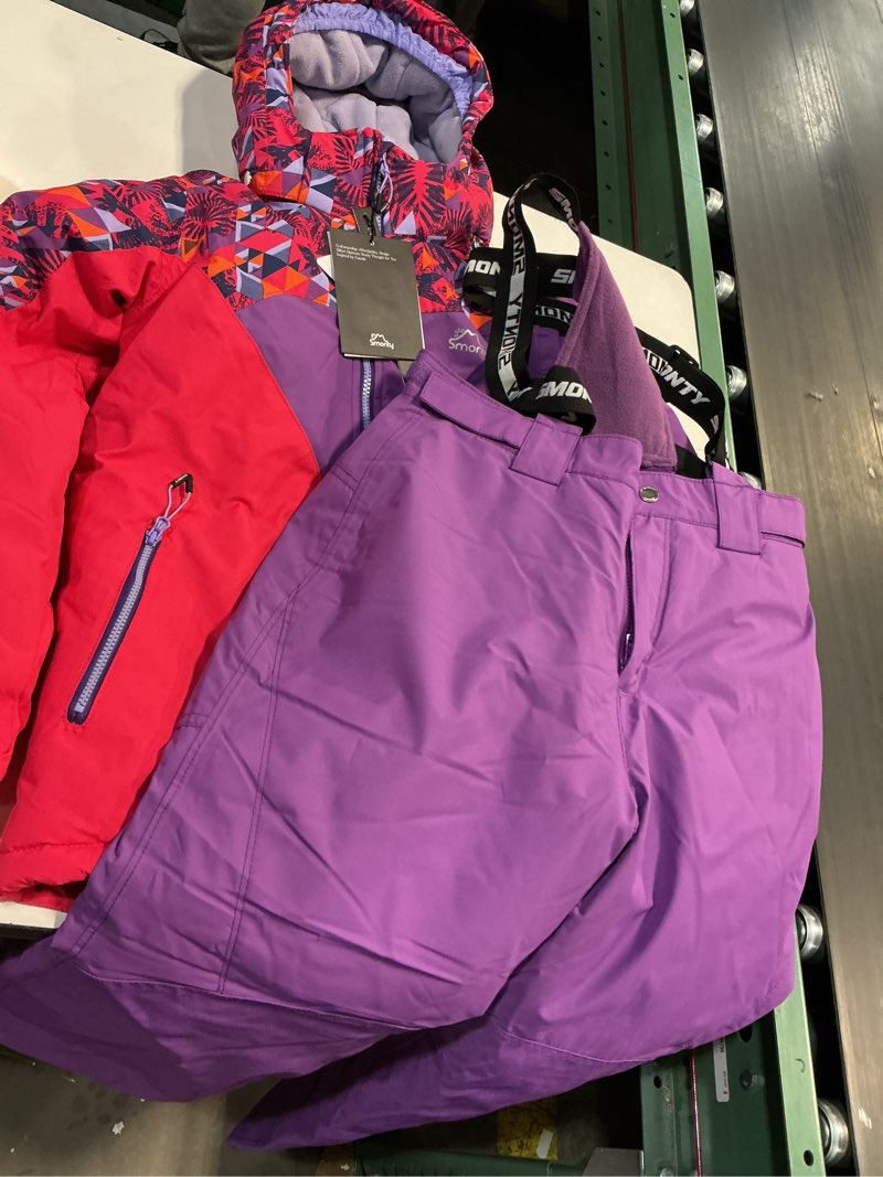 Condition photo showing Good Condition for Kids Ski Suit Girls Boys Snowsuits Winter Ski Jacket & Bib Pants Set Snowboard Waterproof Windproof Warm Coat Colorful Hot Pink 10-12 Years