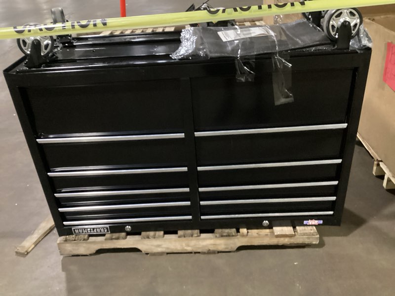Condition photo showing As Is for this is a craftsman black rolling tool cabinet featuring multiple drawers black