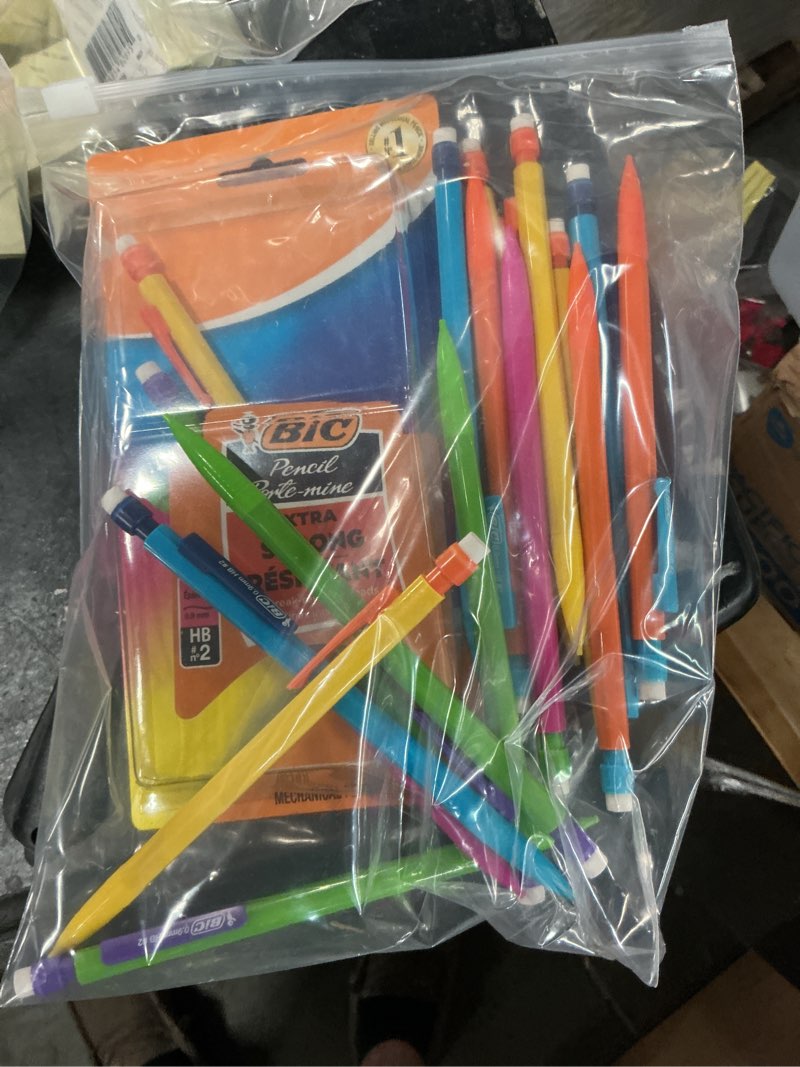 Condition photo showing As Is for bic xtra-strong mechanical pencil, 0.9mm, assorted colors, 24ct.