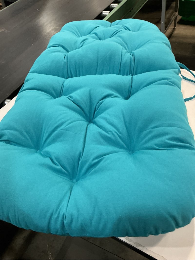 Condition photo showing Good Condition for outdoor indoor high back chair tufted cushions comfort replacement patio seating cushions light blue