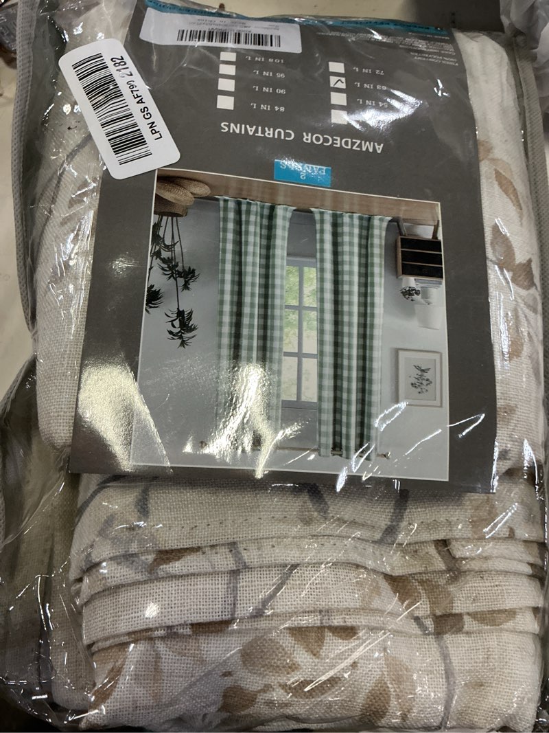 Condition photo showing Good Condition for amzdecor grey tan floral blackout curtains for living room bedroom linen blend botanical leaf print thermal insulated drapes with liner back tab rod pocket farmhouse window treatment,2 panels,40"x63" grey&tan 40"w x 63"l (pack of 2)