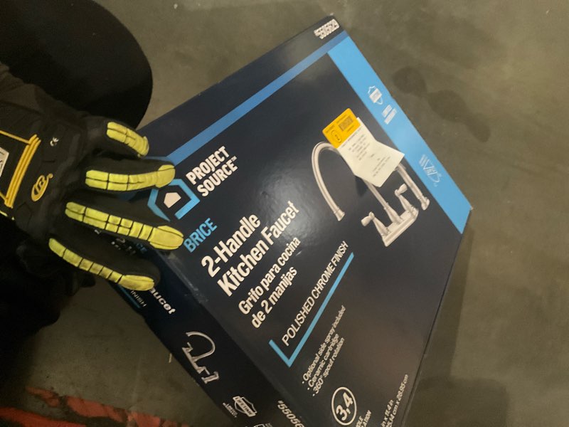 project source brice polished chrome double handle deck-mount kitchen faucet (includes deck plate) (includes side sprayer