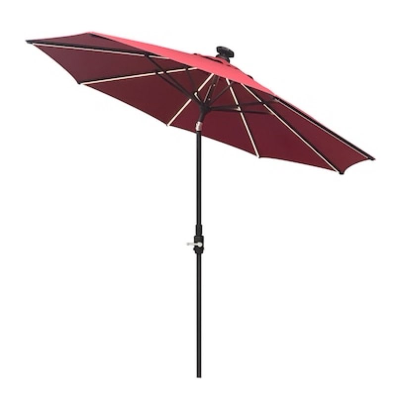 allen + roth 9-ft Aluminum Red Slide-tilt Market Patio Umbrella with Lights