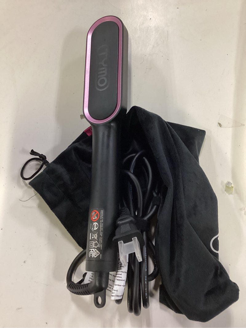 Condition photo showing As Is for tymo ring hair straightener brush  anti-scald ceramic heated straightening flat iron comb  frizz control & smooth shine  dual voltage  black  with tra