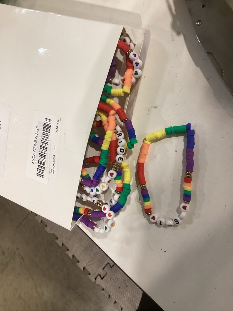 Condition photo showing Good Condition for tondiamo 30 pcs rainbow gay pride bracelets lgbt support wristbands for pride day month parades decorations party supplies