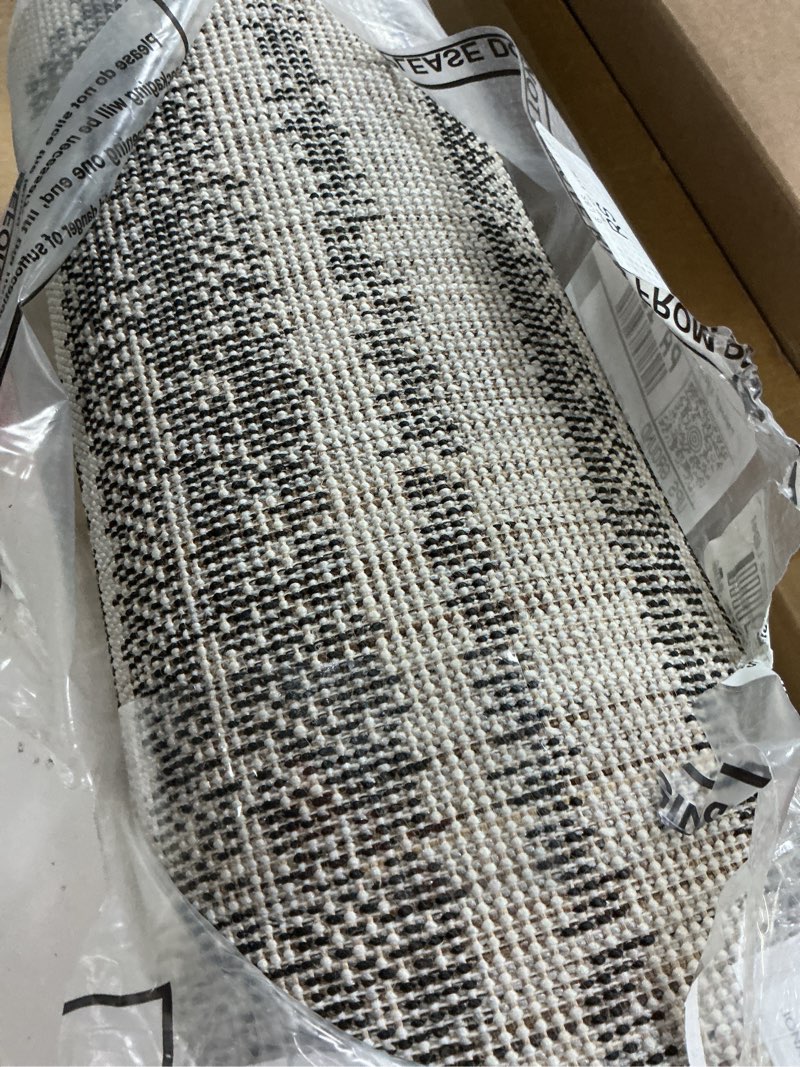 Condition photo showing Good Condition for jonathan y khalil modern berber stripe cream/black runner rug, 2x8, contemporary, bohemian, easy-cleaning for living room, bedroom, kitchen, pet friendly, non-shedding (moh207a-28) cream/black 2'3" x 8' (runner)