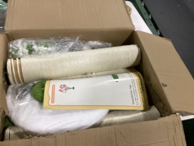 Condition photo showing New/Like New for cwv 45" tall cat scratching post, cute starlight bouquet cat scratcher for indoor adult cats & kittens, cat tree with sturdy base, sisal rope, interactive toys & cat gifts, rascadores para gatos medium white