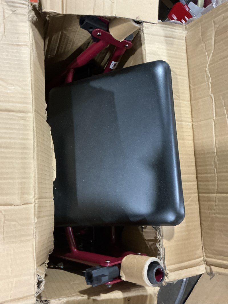 Condition photo showing As Is for Drive Medical Aluminum Rollator Fold Up and Removable Back Support, Padded Seat with 7.5-Inch Casters, Red