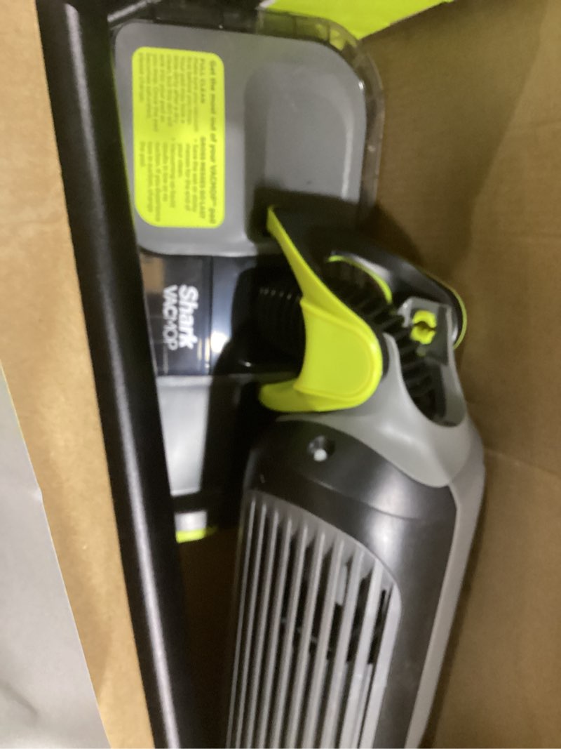 Condition photo showing As Is for (incomplete) shark vacmop cordless hard floor cleaner, vacuum and spray mop, powerful suction, lightweight, led headlights, includes 4 disposable pads, 12oz multi-surface cleaning solution, gray, vm252 gray - 4 pads