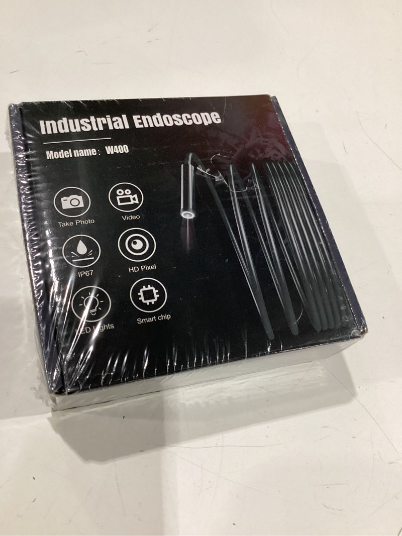 Condition photo showing New/Like New for endoscope camera with light, 1920p hd borescope tools with 8 adjustable led lights, endoscope with semi-rigid snake camera, inspection borescope for ios and android - 16.4ft single lens