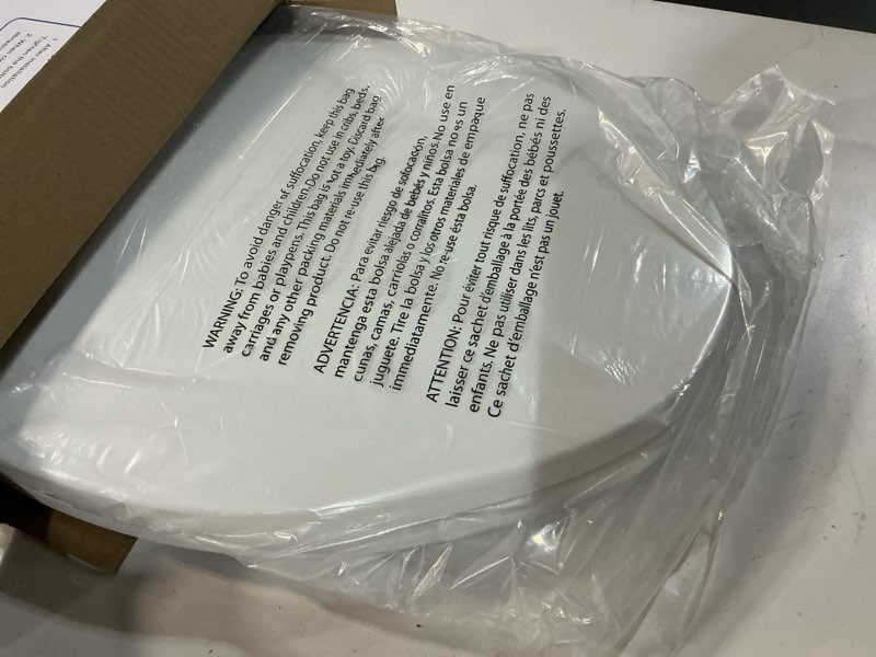 Condition photo showing Good Condition for wssrogy toilet seat elongated with slow close hinges, four bumpers never loosen and easily remove, two sets of parts, plastic, white elongated white - adult seat